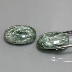 캐럿 천연 그린 세라피나이트 보석, 타원형 컷, 18.2×13.2 mm, 불투명체