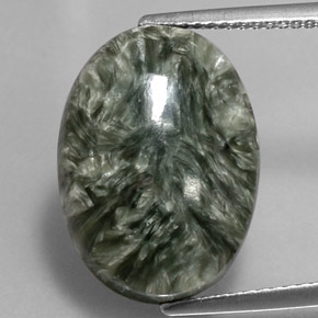 9.70캐럿 천연 그린 세라피나이트, 타원형 컷, 18.1×13.1 mm, 불투명체