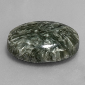 9.70캐럿 천연 그린 세라피나이트, 타원형 컷, 18.1×13.1 mm, 불투명체