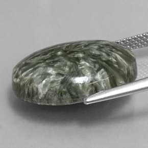 9.70캐럿 천연 그린 세라피나이트, 타원형 컷, 18.1×13.1 mm, 불투명체