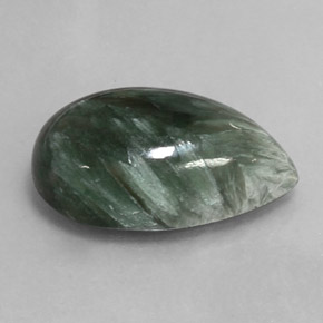 7.49캐럿 천연 그린 세라피나이트, 배 모양, 17.6×10.8 mm, 불투명체