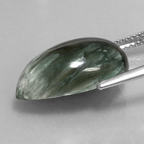 7.49캐럿 천연 그린 세라피나이트, 배 모양, 17.6×10.8 mm, 불투명체