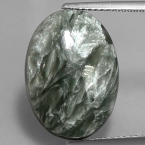 9.46캐럿 천연 그린 세라피나이트, 타원형 컷, 18.1×13.1 mm, 불투명체