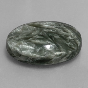 9.46캐럿 천연 그린 세라피나이트, 타원형 컷, 18.1×13.1 mm, 불투명체