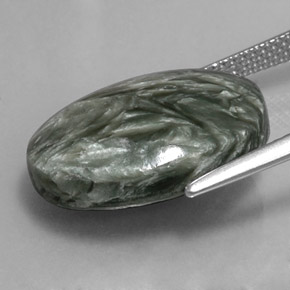 9.46캐럿 천연 그린 세라피나이트, 타원형 컷, 18.1×13.1 mm, 불투명체