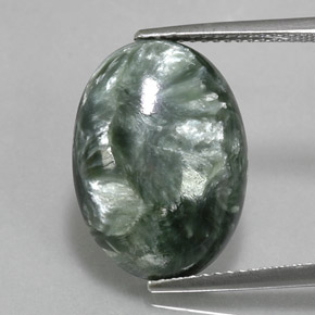 8.27캐럿 천연 그린 세라피나이트, 타원형 컷, 18×12.8 mm, 불투명체