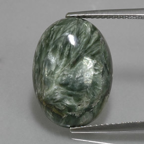 8.69캐럿 천연 그린 세라피나이트, 타원형 컷, 17.8×12.9 mm, 불투명체