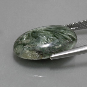 8.69캐럿 천연 그린 세라피나이트, 타원형 컷, 17.8×12.9 mm, 불투명체