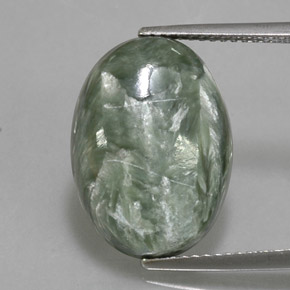 8.60캐럿 천연 그린 세라피나이트, 타원형 컷, 17.8×12.9 mm, 불투명체