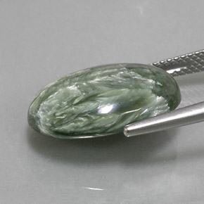 8.60캐럿 천연 그린 세라피나이트, 타원형 컷, 17.8×12.9 mm, 불투명체