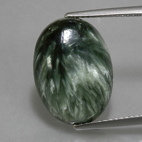 8.39캐럿 천연 그린 세라피나이트, 타원형 컷, 17.5×12.8 mm, 불투명체