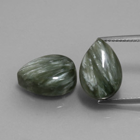 11.51캐럿 천연 여러 가지 빛깔의 녹색 세라피나이트 보석, 배 모양, 13.6×9.8 mm, 불투명체