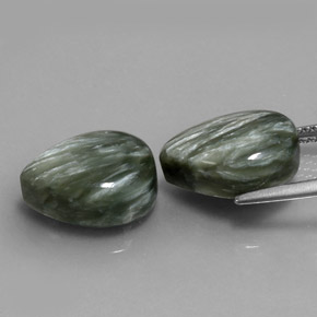 11.51캐럿 천연 여러 가지 빛깔의 녹색 세라피나이트 보석, 배 모양, 13.6×9.8 mm, 불투명체
