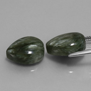 캐럿 천연 녹색 세라피나이트 보석, 배 모양, 불투명체