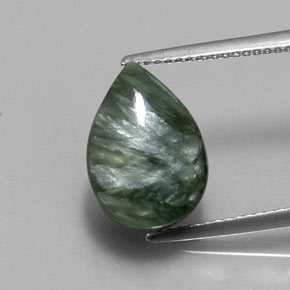 5.20캐럿 천연 그린 세라피나이트, 배 모양, 13.9×9.7 mm, 불투명체