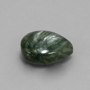 5.20캐럿 천연 그린 세라피나이트, 배 모양, 13.9×9.7 mm, 불투명체