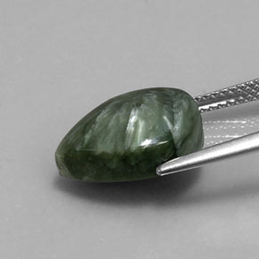 5.20캐럿 천연 그린 세라피나이트, 배 모양, 13.9×9.7 mm, 불투명체