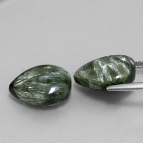 9.45캐럿 천연 여러 가지 빛깔의 녹색 세라피나이트 보석, 배 모양, 13.9×9.9 mm, 불투명체
