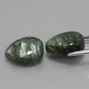 캐럿 천연 그린 세라피나이트 보석, 배 모양, 14×10 mm, 불투명체