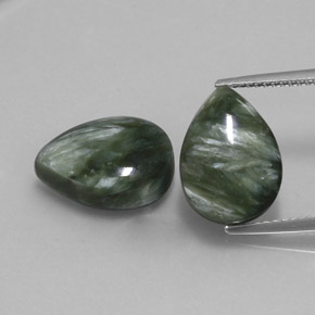 캐럿 천연 그린 세라피나이트 보석, 배 모양, 14.1×10.1 mm, 불투명체