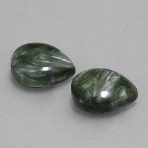 캐럿 천연 그린 세라피나이트 보석, 배 모양, 14.1×10.1 mm, 불투명체