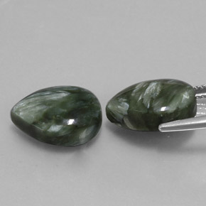 캐럿 천연 그린 세라피나이트 보석, 배 모양, 14.1×10.1 mm, 불투명체