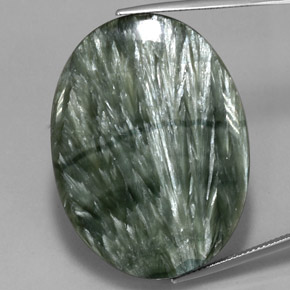 54.90캐럿 천연 그린 세라피나이트, 타원형 컷, 39.4×29.2 mm, 불투명체