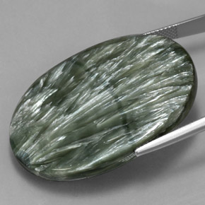54.90캐럿 천연 그린 세라피나이트, 타원형 컷, 39.4×29.2 mm, 불투명체