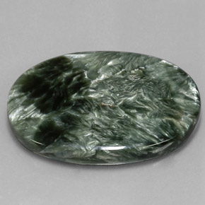 59.99캐럿 천연 그린 세라피나이트, 타원형 컷, 40.6×27.6 mm, 불투명체