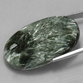 59.99캐럿 천연 그린 세라피나이트, 타원형 컷, 40.6×27.6 mm, 불투명체