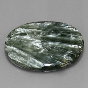 54.47캐럿 천연 그린 세라피나이트, 타원형 컷, 38.6×29 mm, 불투명체