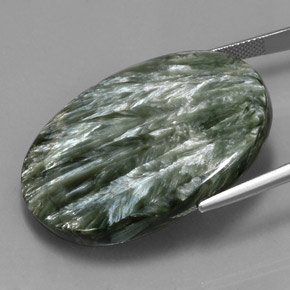 54.47캐럿 천연 그린 세라피나이트, 타원형 컷, 38.6×29 mm, 불투명체