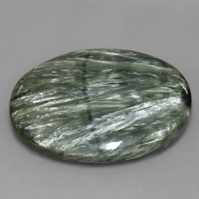 49.44캐럿 천연 그린 세라피나이트, 타원형 컷, 38.4×28.5 mm, 불투명체