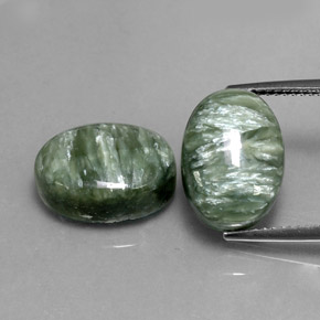 캐럿 천연 그린 세라피나이트 보석, 타원형 컷, 13.8×10 mm, 불투명체