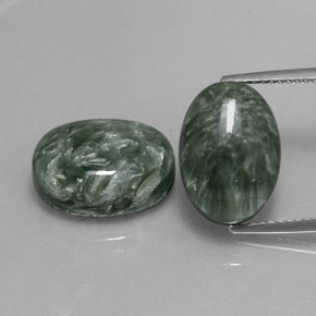 13.60캐럿 천연 미디엄 그린 세라피나이트 보석, 타원형 컷, 14.2×10.1 mm, 불투명체