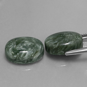 13.60캐럿 천연 미디엄 그린 세라피나이트 보석, 타원형 컷, 14.2×10.1 mm, 불투명체