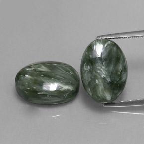 12.97캐럿 천연 여러 가지 빛깔의 녹색 세라피나이트 보석, 타원형 컷, 14×9.9 mm, 불투명체