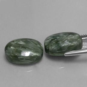 12.97캐럿 천연 여러 가지 빛깔의 녹색 세라피나이트 보석, 타원형 컷, 14×9.9 mm, 불투명체