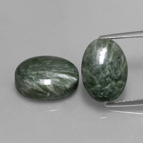 캐럿 천연 그린 세라피나이트 보석, 타원형 컷, 14.1×10 mm, 불투명체