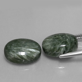 캐럿 천연 그린 세라피나이트 보석, 타원형 컷, 14.1×10 mm, 불투명체
