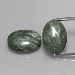 캐럿 천연 그린 세라피나이트 보석, 타원형 컷, 14.1×10.1 mm, 불투명체