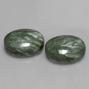캐럿 천연 그린 세라피나이트 보석, 타원형 컷, 14.1×10.1 mm, 불투명체