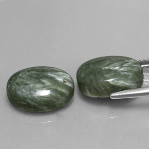 캐럿 천연 그린 세라피나이트 보석, 타원형 컷, 14.1×10.1 mm, 불투명체