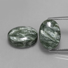 캐럿 천연 그린 세라피나이트 보석, 타원형 컷, 13.8×10 mm, 불투명체