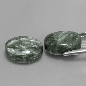 캐럿 천연 그린 세라피나이트 보석, 타원형 컷, 13.8×10 mm, 불투명체