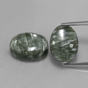 캐럿 천연 그린 세라피나이트 보석, 타원형 컷, 14×10.1 mm, 불투명체