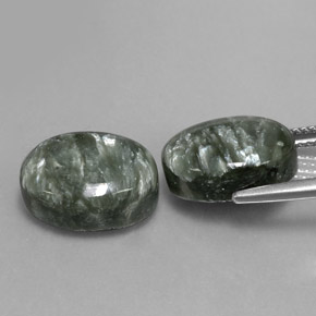캐럿 천연 그린 세라피나이트 보석, 타원형 컷, 14×10.1 mm, 불투명체