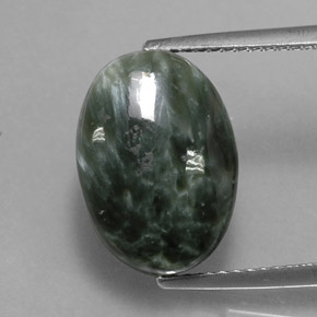 7.19캐럿 천연 그린 세라피나이트, 타원형 컷, 14.1×10.1 mm, 불투명체