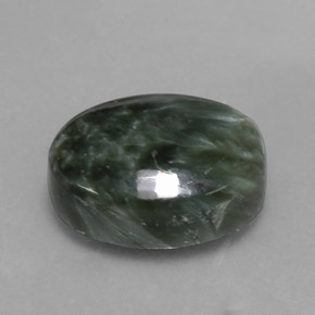 7.19캐럿 천연 그린 세라피나이트, 타원형 컷, 14.1×10.1 mm, 불투명체