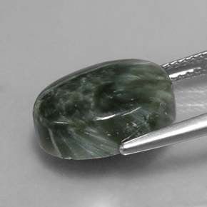 7.19캐럿 천연 그린 세라피나이트, 타원형 컷, 14.1×10.1 mm, 불투명체